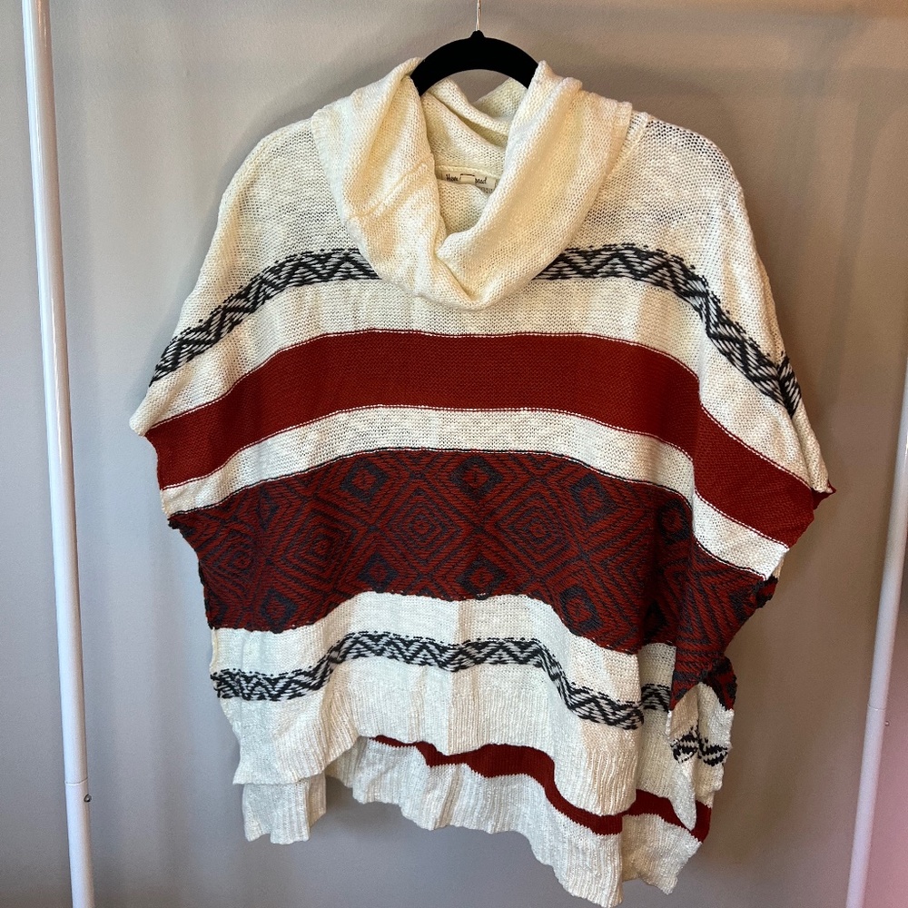 Hem & Thread - Boho Turtleneck Sweater Vest/Pancho - One Size